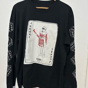 Fendi Black and Red Jokarl Long Sleeve Tee Authentic